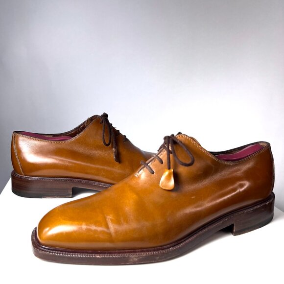 FRATELLI ROSSETTI Men\'s Lace Up Caramel Leather Oxfords 9.5D, Made in Italy main image 8
